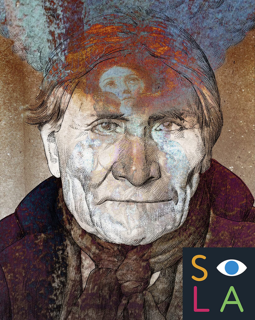 Illustration of Geronimo, by Mike Morris. Received 2025 SOLA award.