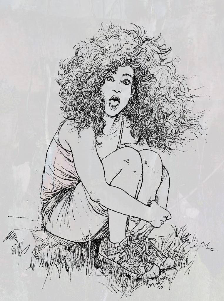 Girl with a lot of hair, full and vibrant